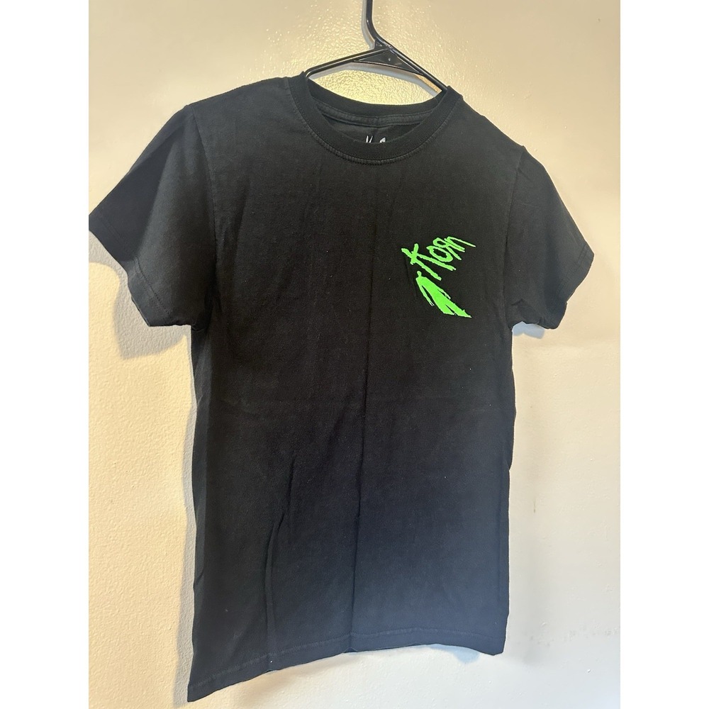 Korn Graphic T-Shirt Black Lime Green Self Titled Album Art Metal Band Tee Small